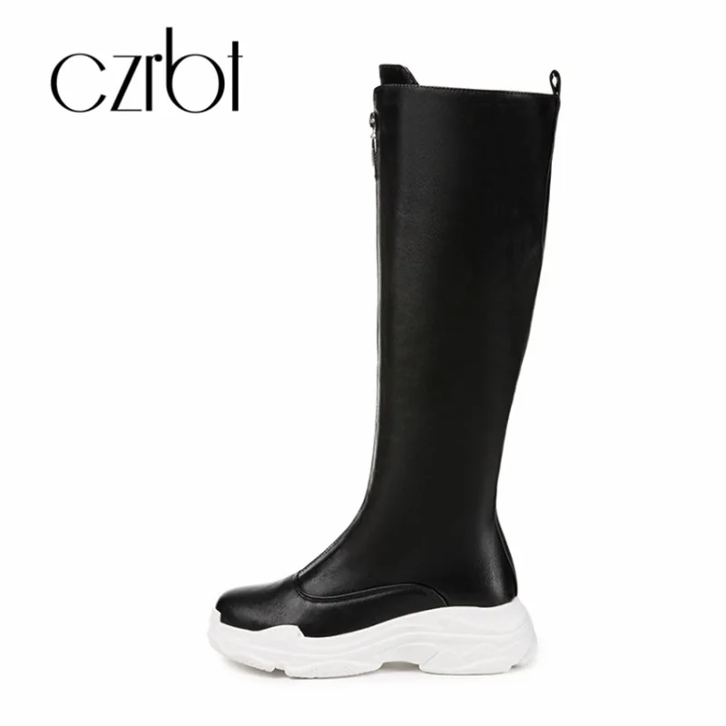 

CZRBT 2018 shoes women's new style women's shoes comfort warm flat knee boots fashion leisure non-slip women's boots