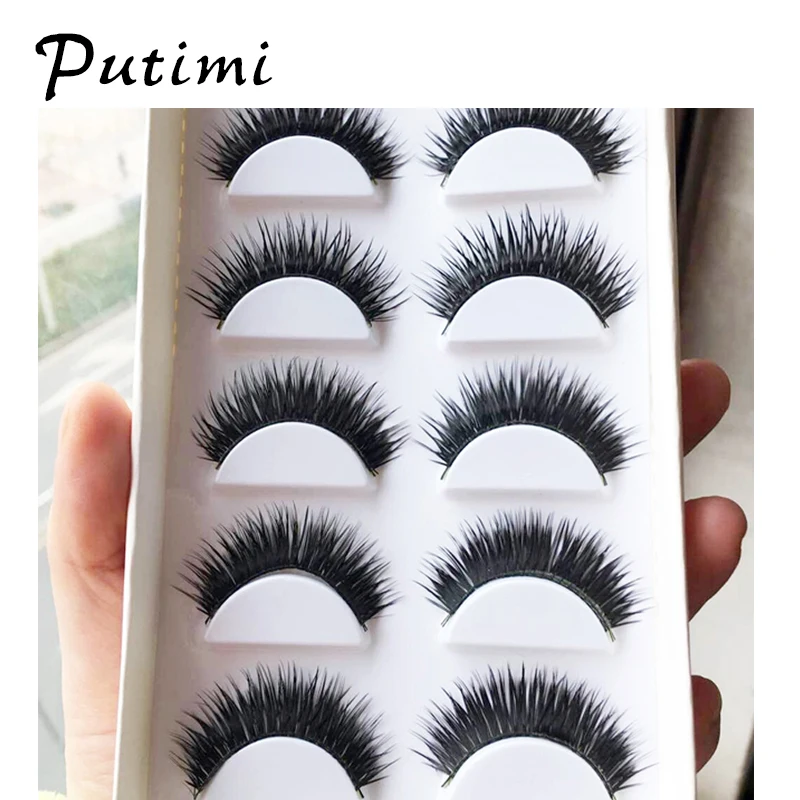 

Putimi 6 Pairs Lot Makeup Long False Eyelashes 3d Mink Eyelash Extension Mink Lashes Fake Eyelashes Handmade Black Eye Lashes