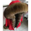 MaoMaoKong Real natural fox collar coat natural Raccoon fur lining winter jacket Long hooded parkas ► Photo 3/6