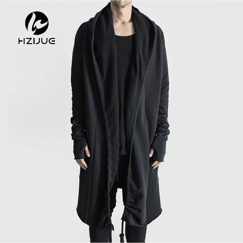 Achat HZIJUE marque Kanye West manteau Streetwear à capuche Long homme noir homme capuche cape Hip Hop palangre sweat Sudadera Hombre