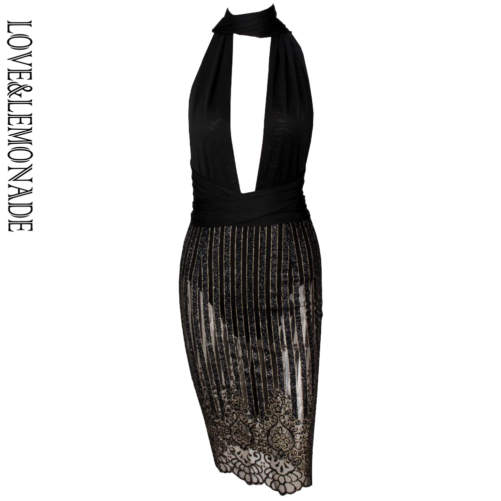 

Love&Lemonade Cross-Black Sequins Dress TB 9622