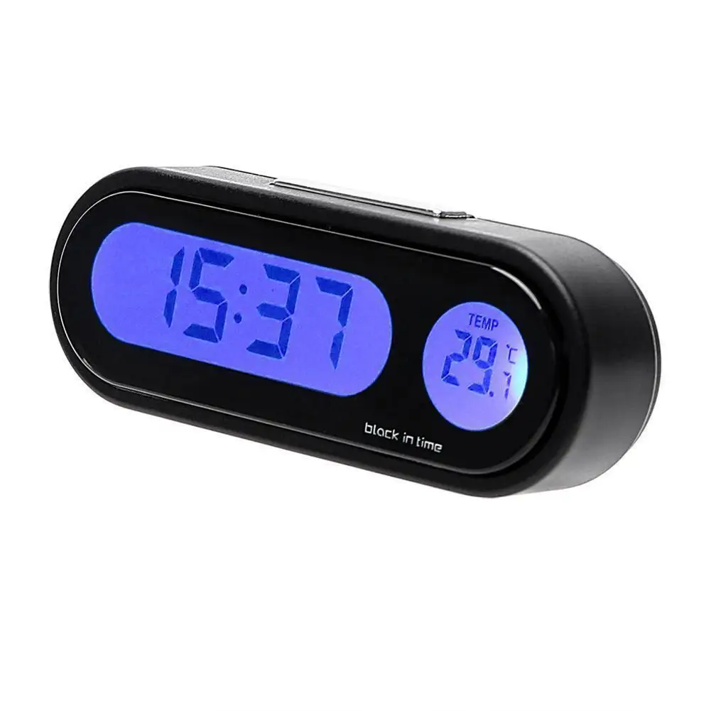 

Portable 2 in 1 Car Digital LCD Clock & Temperature Display Auto Dashboard Clocks Backlight Electronic Screen Clock with Battery
