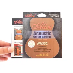 Старший Профессиональный Alice AW332 акустической гитары 011-052, 012-053 посеребренные Медь раны Антикоррозионные пальто строки