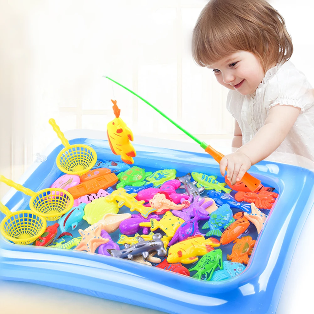 Рыбалка игрушки Магнитная рыбалка игрушка игры дети 3D Рыба Род детские игрушки для ванной 30 шт. морских организмов открытый забавные