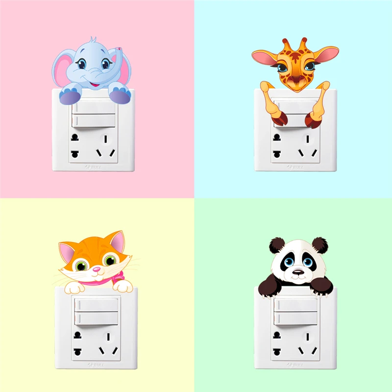 Наклейки на стену сделай сам со слоном кошкой пандой жирафом|animals wall|animal wall stickerswall