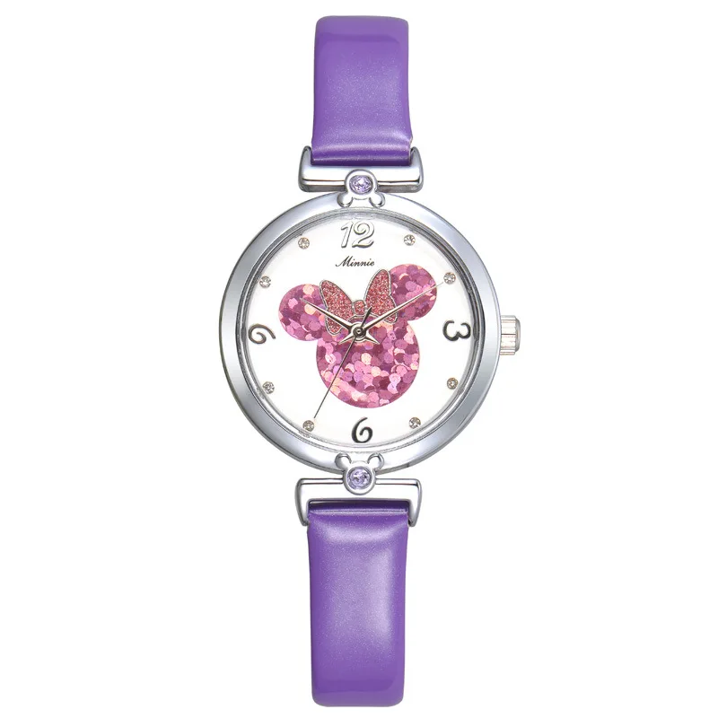 Женские часы Микки Маус голова Роскошные Розовое Золото Алмаз натуральная кожа женские часы 30 м водонепроницаемые кварцевые женские наручные часы