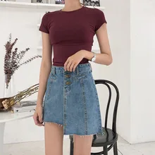 Новые женские летние джинсовые юбки Модные женские мини юбки с высокой талией хлопковые юбки асимметричные юбки женские#6752