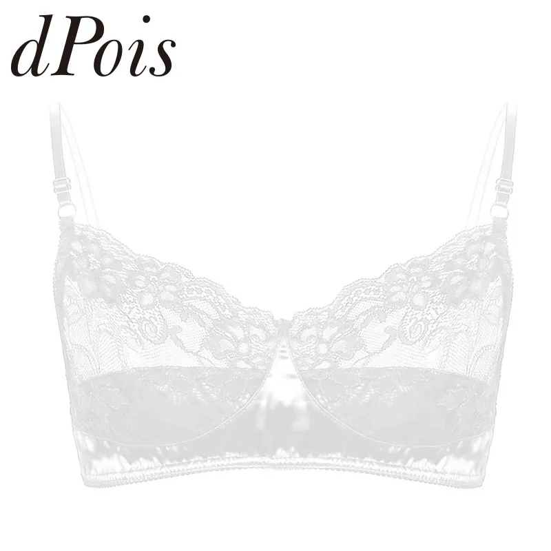 

Sexy Gay Mens Sissy Lingerie Floral Lace Satin Wire-free Adjustable Straps Crossdressing No Pad Bra Top Male Breathable Bralette