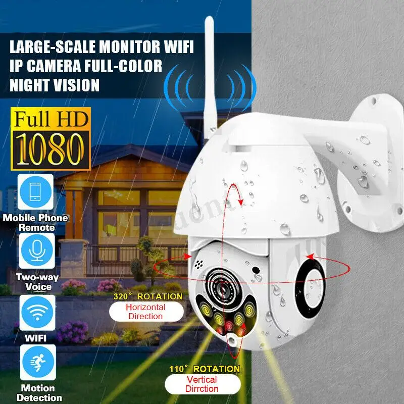 

1080P IP Camera Led Light Wireless Camera Wifi Speed Dome PTZ Outdoor Two Way Audio IR Night Vision CCTV Security with Speaker