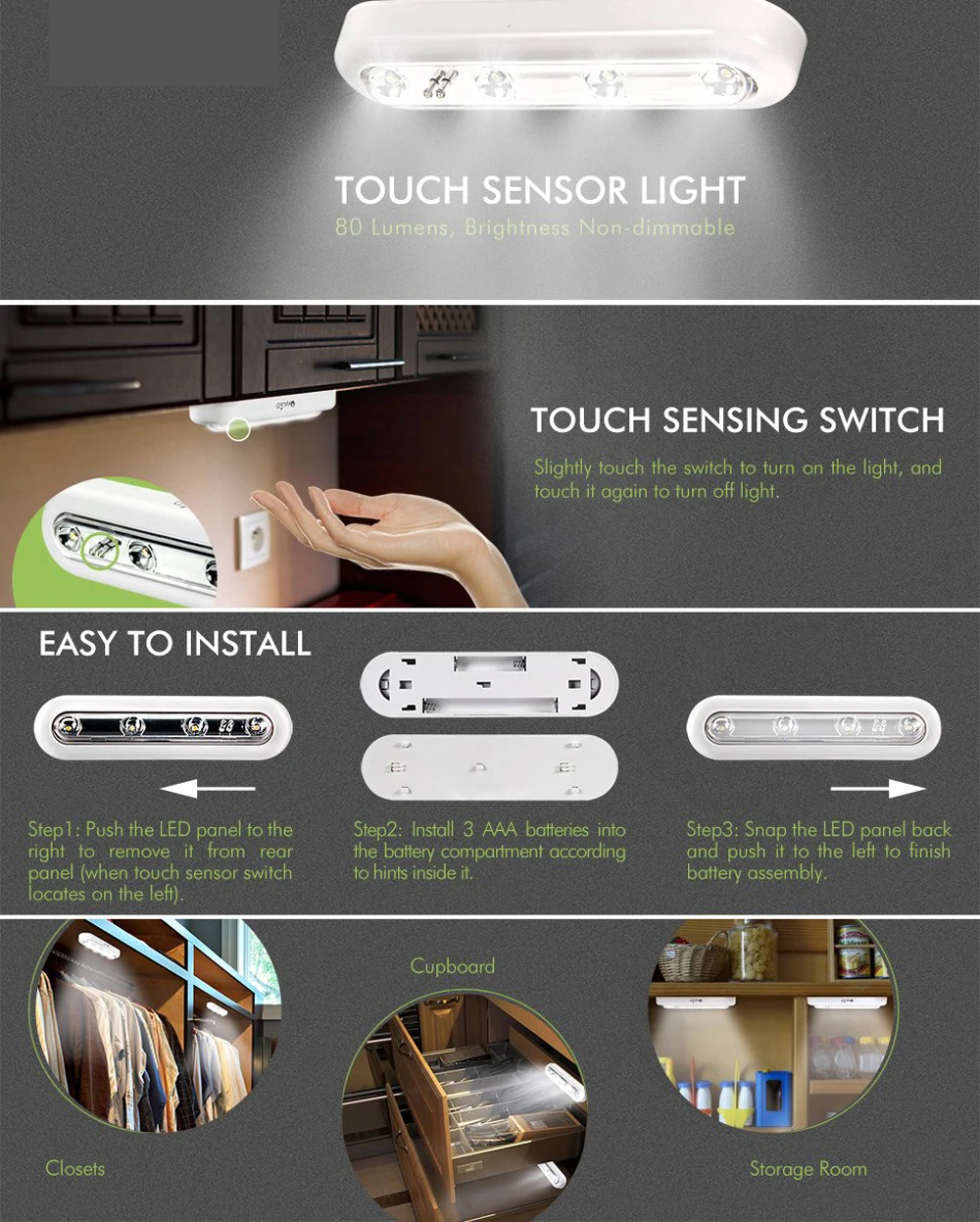 Светодиодный свет шкафа с клей Стикеры лампы 2 шт. портативный Light touch Mini 4
