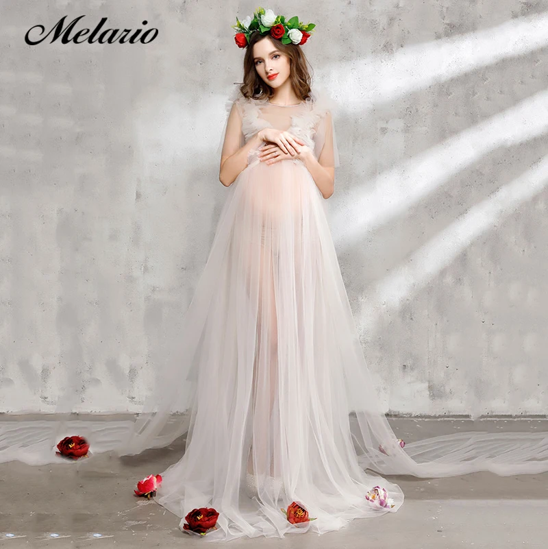 Melario Maternity dress 2017 Maternity Photography Props Maternity Flower Dress Sleeveless Voile Summer Pregnant Dress