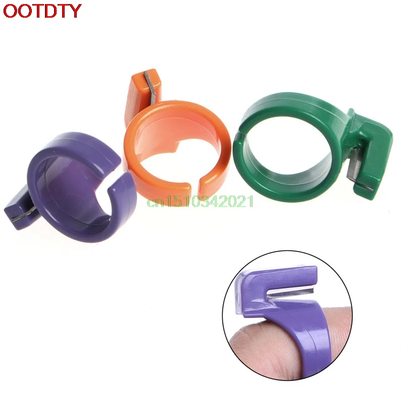 

3PCS Finger Thimbles Ring Protector Plastic Sewing Handmade Craft Tool 3 Colors