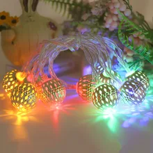 10 Светодиодный светильник-гирлянда, уличный Сказочный светильник, металлический шар, гирлянда для свадебной вечеринки, рождественские праздничные декоративные светильники Светильник ing HQ
