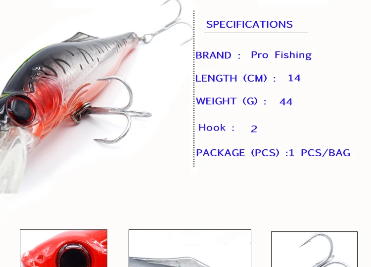 Sea Fishing Lures Trout Wobbler 1pc 14cm 44g 2-5m Large Plastic Minnow Bass Tuna Minnow Deep Sea For Trolling bait hard (3)
