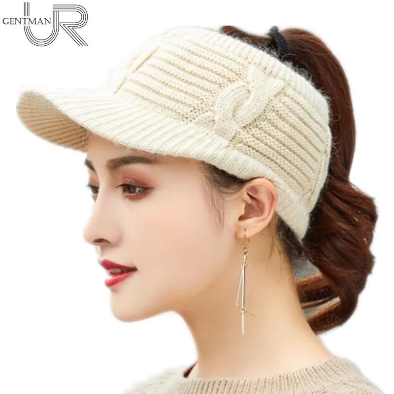 winter hat ponytail