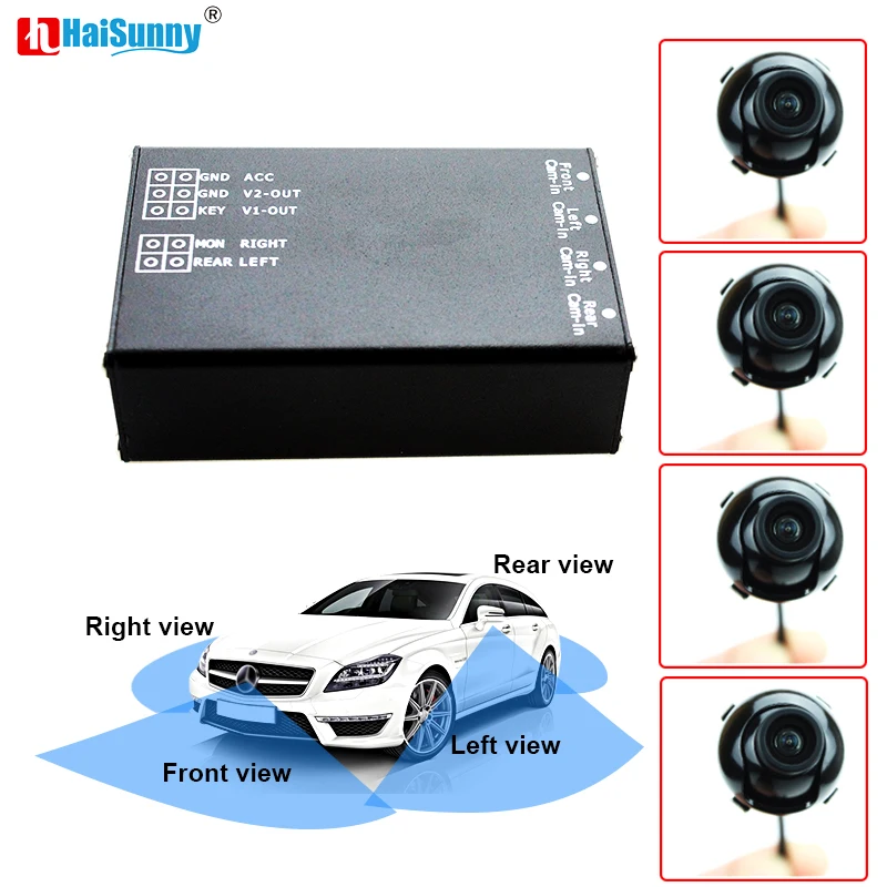 

HaiSunny 4CH 360 Degrees Front Rear Left Right Side Camera Switch System Parking Video Assistance System For Car Monitor