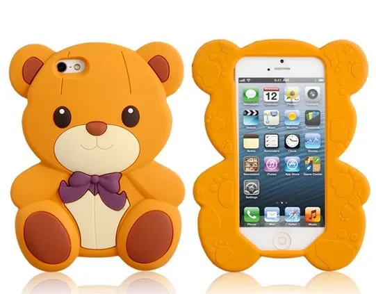Worldwide Free Shipping 3D Bear Shaped Silicone Case for iPhone 5 (Brown) |