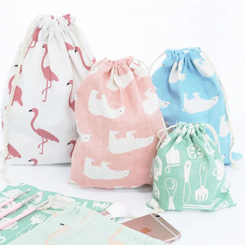 

0003 cotton and hemp rope bundle pockets students small cloth storage bags, dormitory sundry underwear bags