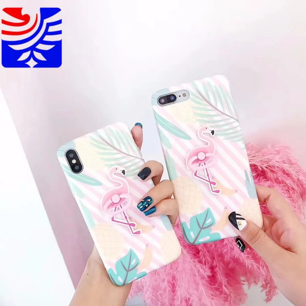PEEPING Retro lovely Fantasy flamingo phone case Anti-fall for iPhone 6 6s 7 8 Plus X XR XS MAX silicone soft case03