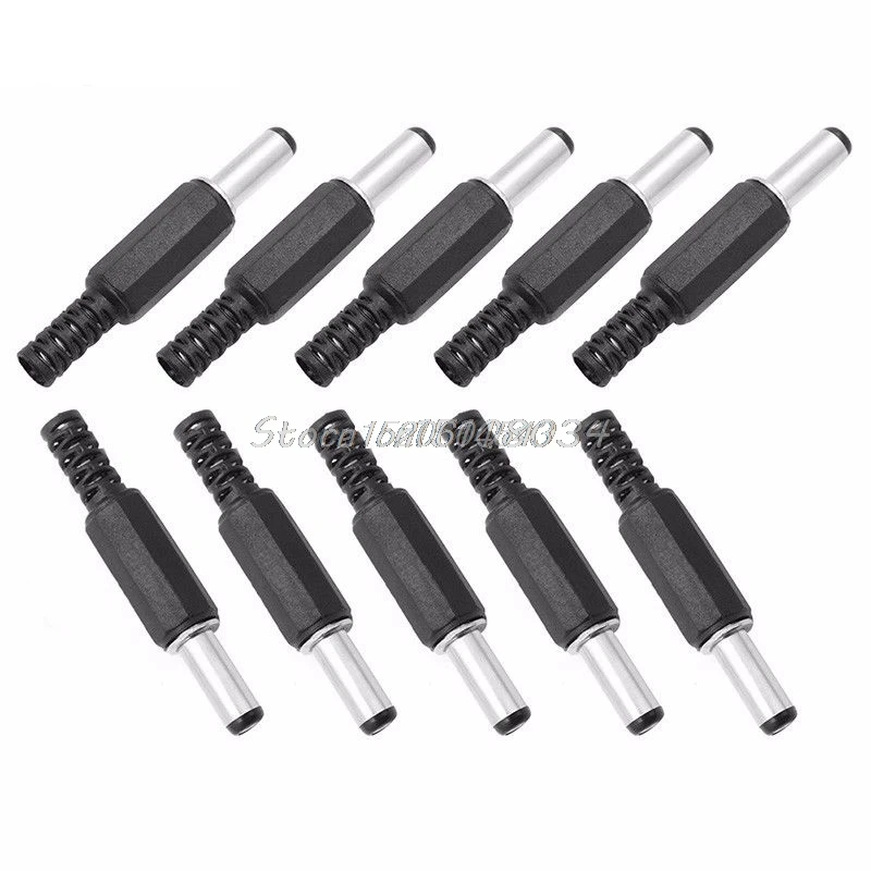 

10Pcs 2.1mm x 5.5mm Male DC Power Plug Socket Jack Connector Black Plastic Cover R06 Drop Ship