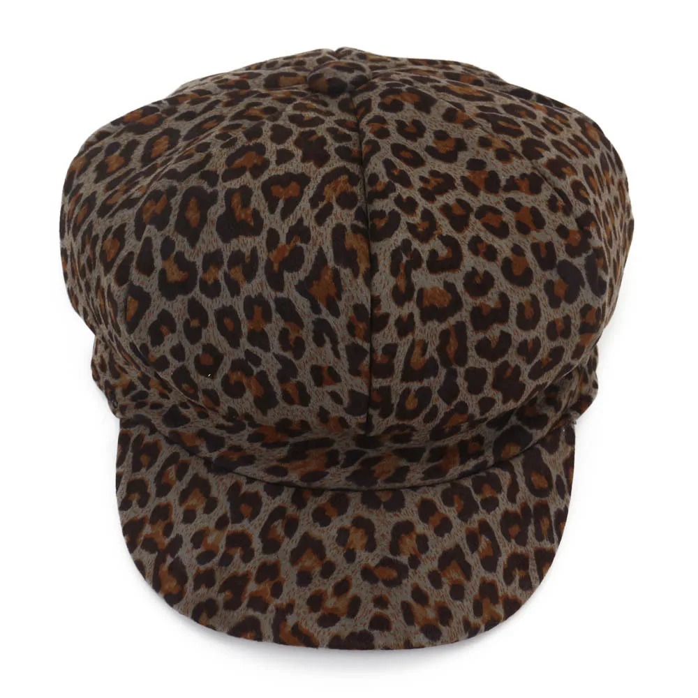 QIUBOSS Модный женский леопардовый принт кепка газетчика Дамская Повседневная шляпа художника купольная кепка для женщин QB131