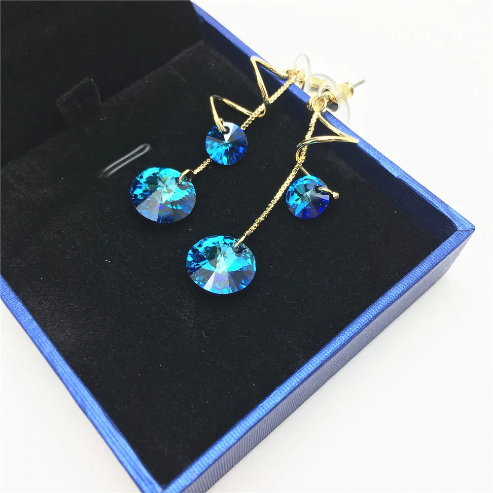 long spiral swarovski rivoli crystal bead earring for women02