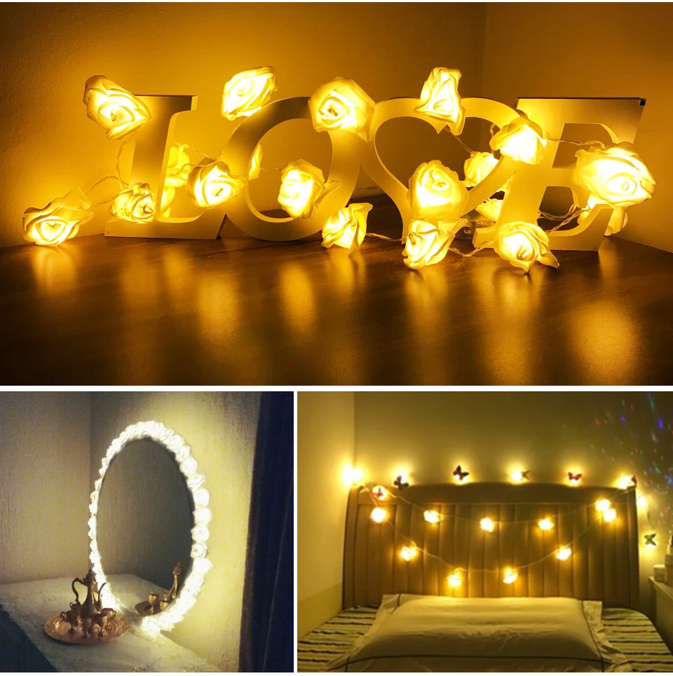 4M Rose LED String Lights AA Battery Powered 1-4 Meters 7 Color (3)
