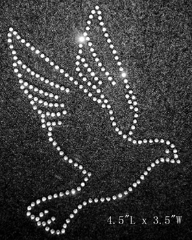 

Free Shipping hotfix rhinestones rhinestone transfers blingbling dove image