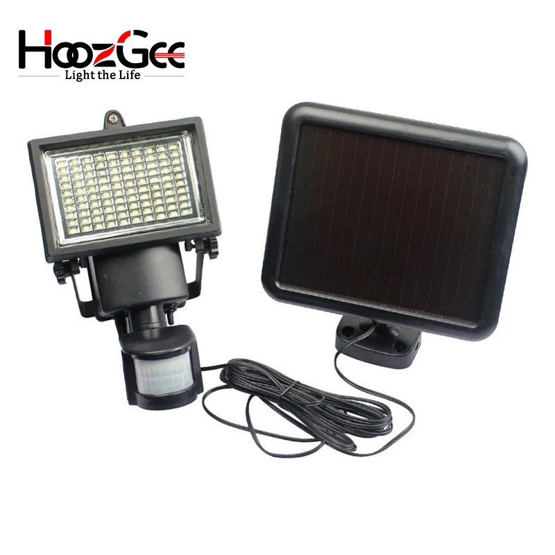 

HoozGee Outdoor Garden Lighting Bright 100 LED Solar Powered Split Type Street Lamp PIR Sensor Flood Security Wall Lights