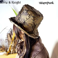 Retro Steampunk Rivet Faux Steel Fabric Top Hat for Men/Women
