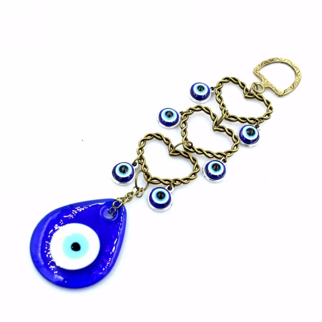 Fatima Hamsa Hand Amulet Turkish Evil Blue Eye Metal Ornament Protector  Glass Eye Charm Pendant Home Kabbalah Jewish Decor