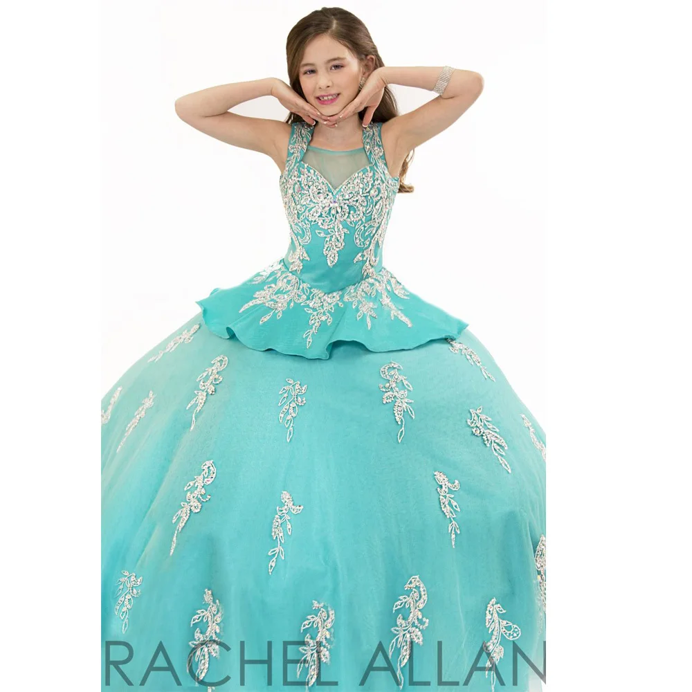 Fashionable 2017 Mint Green Beading Flower Girl Dress