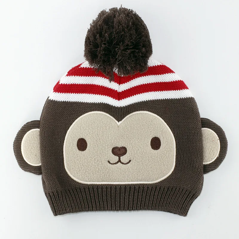 Осенне-зимняя вязаная детская шапка Очаровательная обезьяна с ушками детская Шапка-бини с кроликом реквизит для фотосессии теплая шапочка для мальчиков и девочек