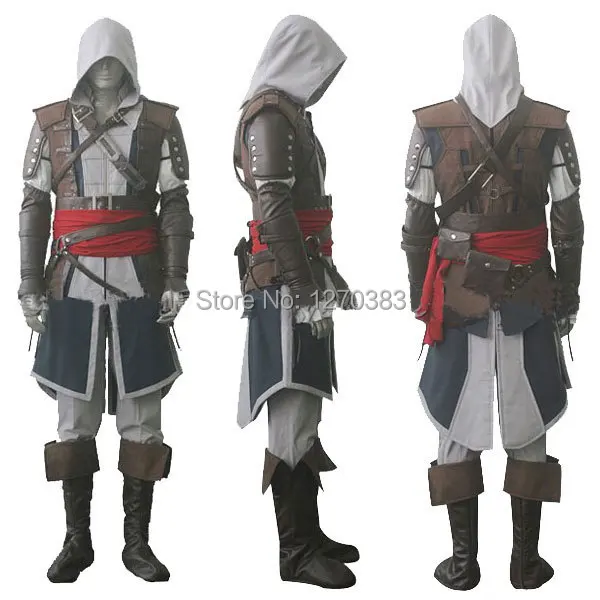 

Assassin's Free shipping Creed IV 4 Black Flag Edward Kenway Cosplay Costume Whole Set Custom Made Express Shipping