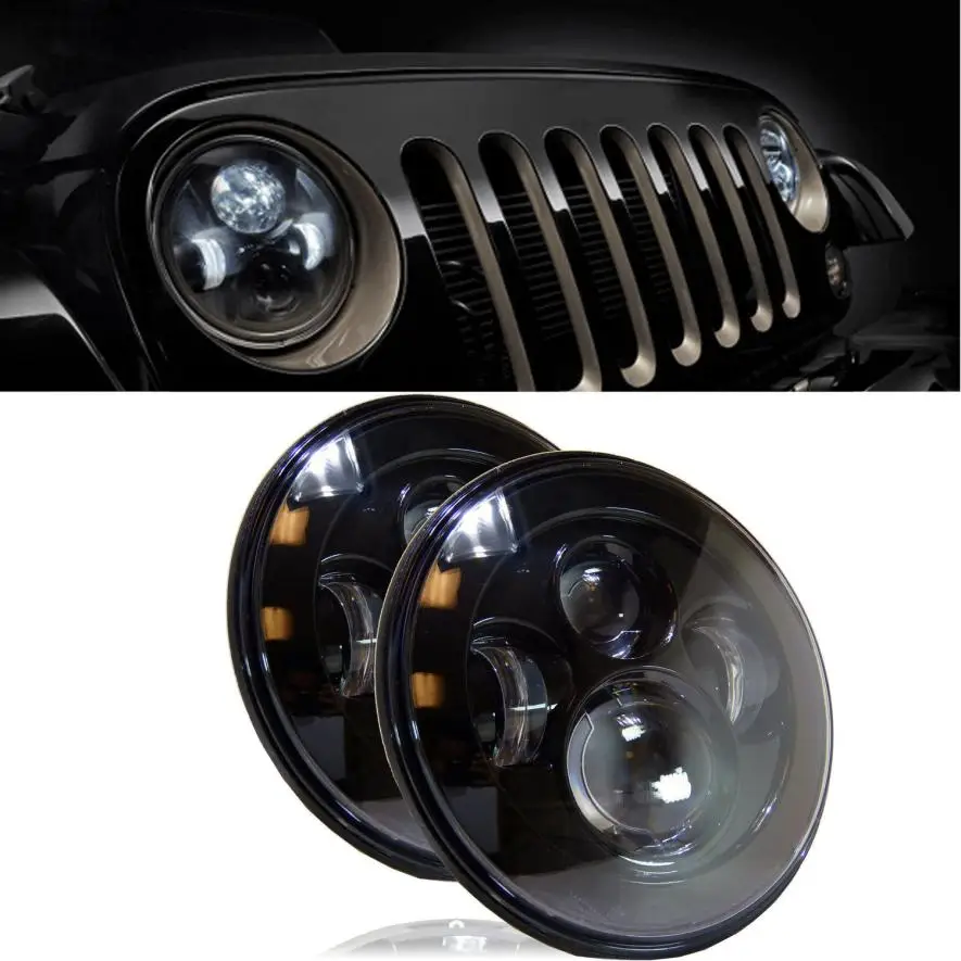 

CARPRIE LED 7 Inch Round Projector Headlights Black Housing Low/High H6024 H6012 (Pair) Mar27 Drop Ship
