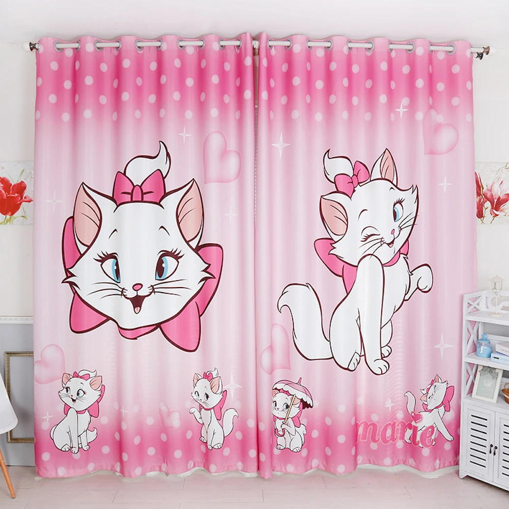 

Custom Made 2x Window Drapery Curtain Nursery Kid Children Room Window Dressing Tulle Grommet Hook 200 x 260cm Marie Cat Cartoon