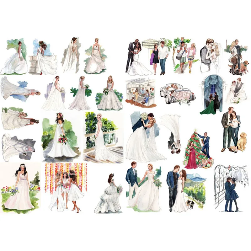 

1 PCS Romantic Wedding Bride Precut Waterproof Decoration Planner Sticker Notebook Agenda Book Scrapbooking Diary Stickers