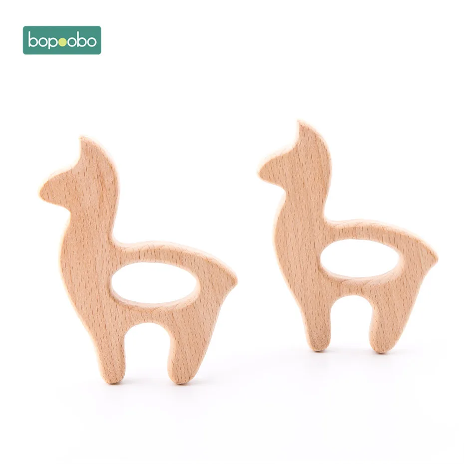 

Bopoobo 1pc Baby Teethers Beech Wood Teether Toys Alpaca Pendant Bracelet Necklace for Infant DIY Nursing Products Accessories