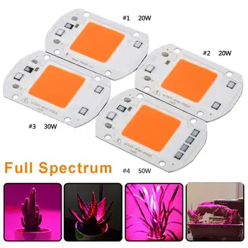 

LED COB Lamp Chip 20W 30W 50W AC 110V 220V Smart Full Spectrum LED COB Chip Grow Light Plant Growing Lamp Bulb