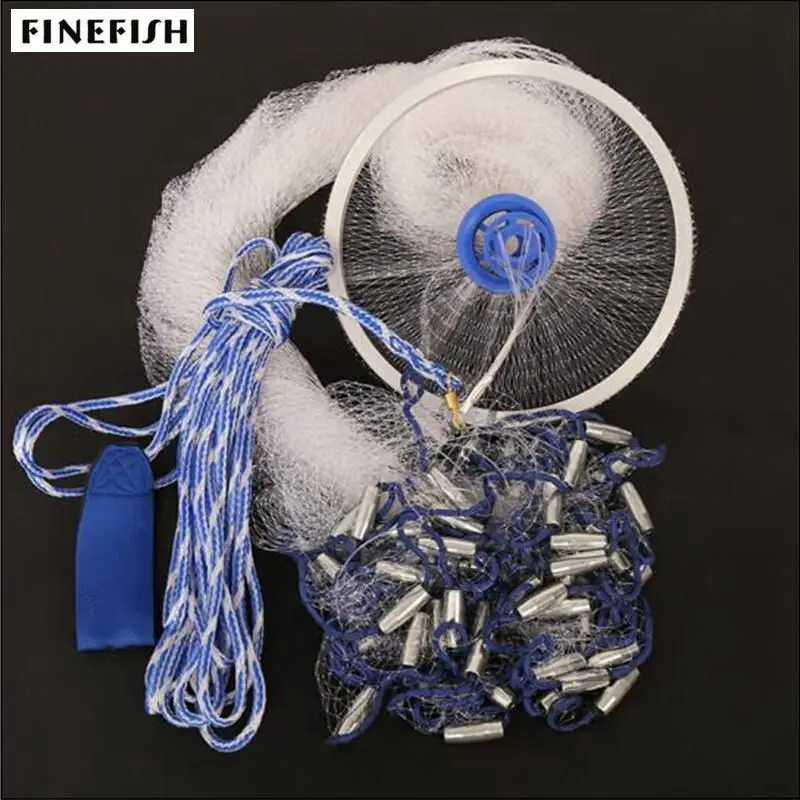 

Finefine Cast Net 2.4-4.2M High Quality American Style Fishing Net Small Mesh Sports Hand Throw Catch Fishing Network Tool