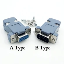 DB15 15 отверстие pin 3 ряда параллельный VGA порт адаптер мужской женский разъем припоя сварной разъем+ пластиковый корпус крышка