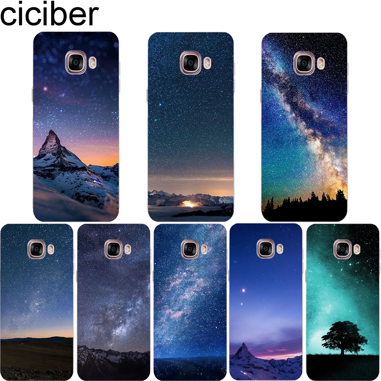 

ciciber Northern Lights Phone Case for Samsung Galaxy Note 9 8 3 4 5 Soft TPU Clear Cover for Galaxy C7 C9 C8 C5 Pro 2017 Coque