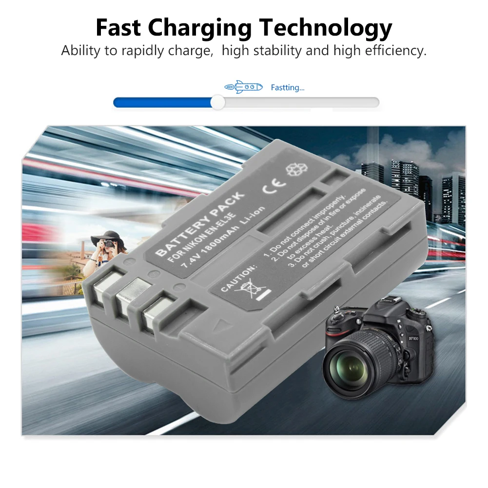 EN EL3E EL3A литиевая батарея для Nikon D90 D80 D70 D50 D100 D200 D300 1800mAh перезаряжаемая литий