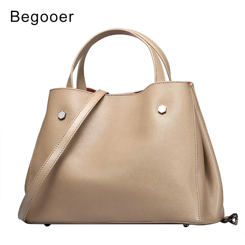 

BEGOOER Brand Handbag Women Genuine Leather Bag Female Hobos Shoulder Bags High Quality Leather Tote Bag Fashion Designer