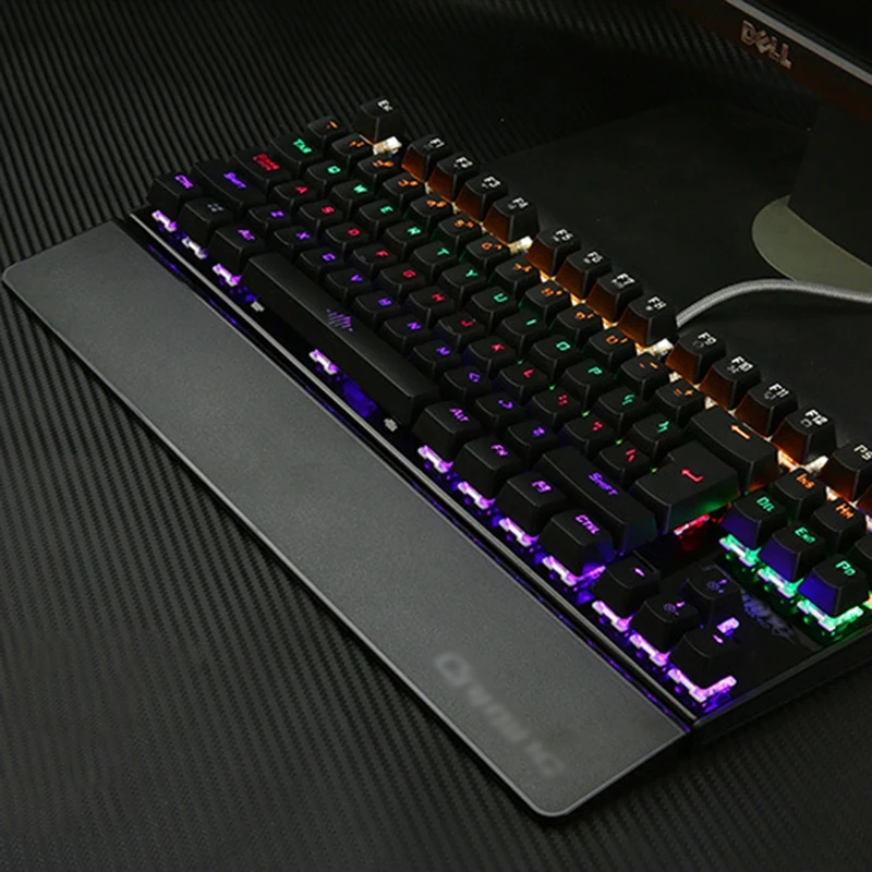 

K28 Backlit Gaming Mechanical Keyboard Colorful LED USB Wired Game Keyboard 26 Keys Anti-ghosting Free Hand Care