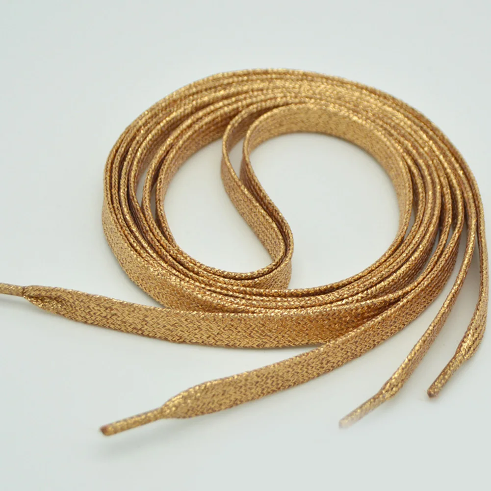 1 пара глянцевый золотистый Серебристый красочные блестящие шнурки 19 цветов 113 см кроссовки шнурки Светящиеся парусиновые шнурки - Цвет: rose gold