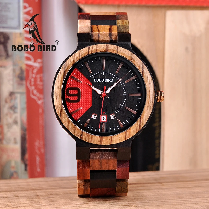 

BOBO BIRD Calendar Display Wood Watches Auto Date Luxury Stylish Quartz Wristwatches Timepieces relogio masculino With Gift Wood