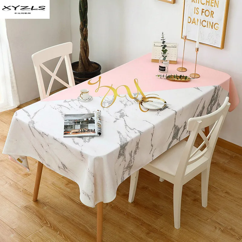 

XYZLS Nordic Waterproof Tablecloth Marbling Geometric Printed Table Cloth Thicken Cotton Linen Dining Table Cover For Kitchen