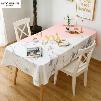 

XYZLS Nordic Waterproof Tablecloth Marbling Geometric Printed Table Cloth Thicken Cotton Linen Dining Table Cover For Kitchen