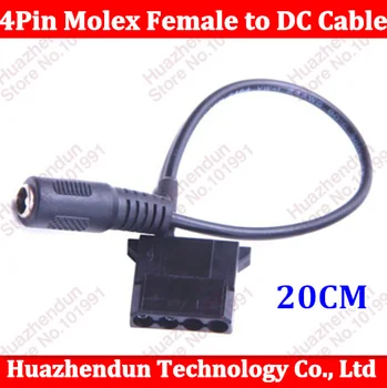 

100pcs/lot New 4Pin Molex Female to DC 5.5*2.1mm Female Adapter Cable,12V Free shipping